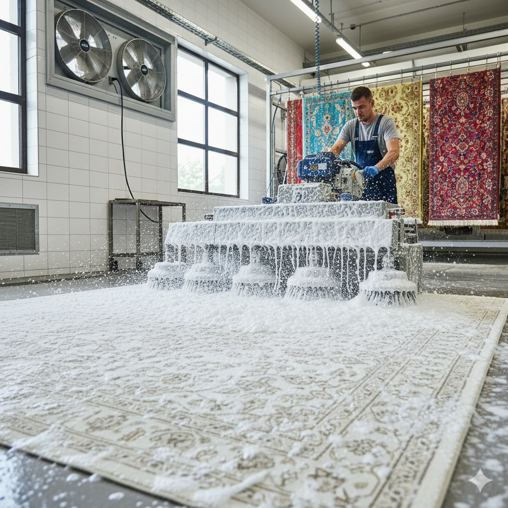 Профессиональная чистка дорогого белого ковра